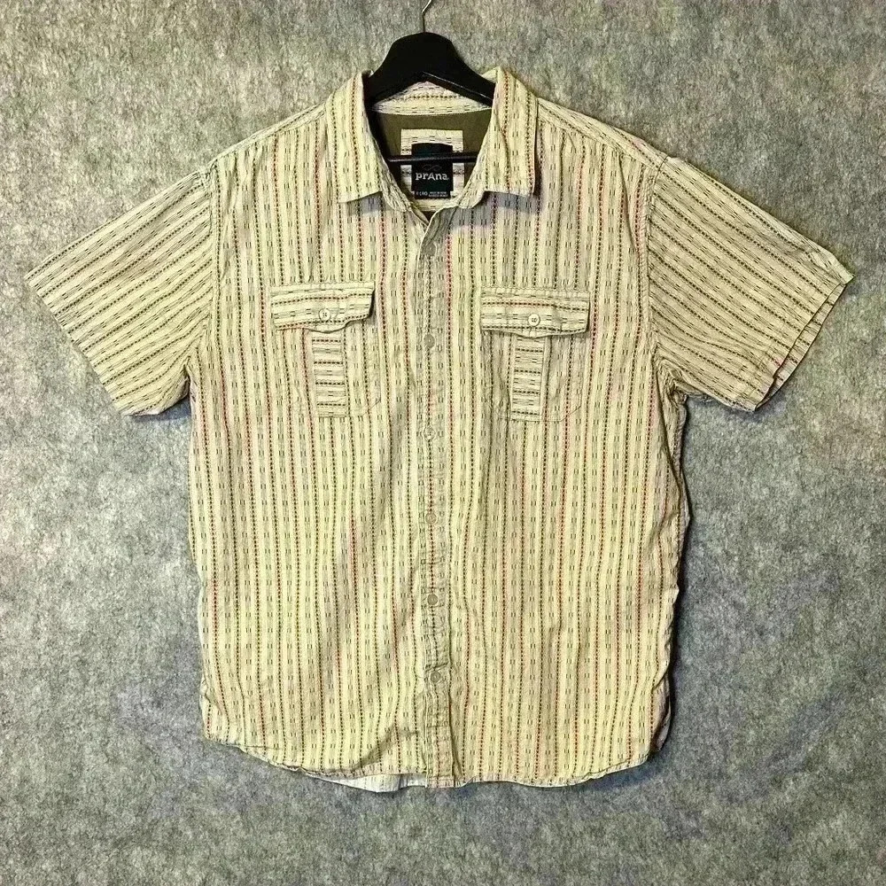 Prana Men’s Organic Cotton Short Sleeve Button Down - XL